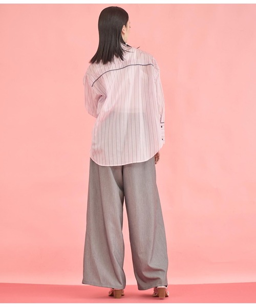 Settimissimo（セッティミッシモ）の「バンドカラー シアー ドビーストライプ 配色 シャツ（シャツ/ブラウス・レディース・ピンク/オフホワイト・FREE）」の18枚目の写真