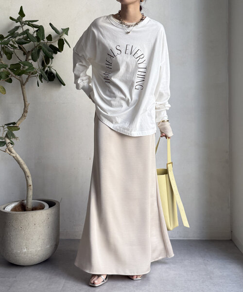 DouDou（ドゥドゥ）の「メッセージ前後2WAYTシャツ（Tシャツ/カットソー・レディース・ブラック/オフホワイト/チャコールグレー・FREE）」の7枚目の写真