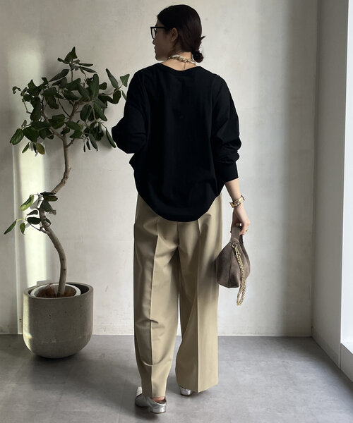 DouDou（ドゥドゥ）の「メッセージ前後2WAYTシャツ（Tシャツ/カットソー・レディース・ブラック/オフホワイト/チャコールグレー・FREE）」の17枚目の写真