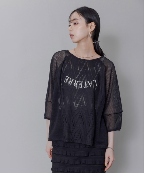 【即完売品】Eimee Law ジオメレースメッシュトップス ジオメレースメッシュロゴトップス Eimee Law│Eimee Law