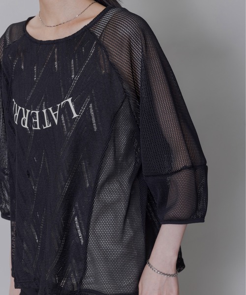 【即完売品】Eimee Law ジオメレースメッシュトップス ジオメレースメッシュロゴトップス Eimee Law│Eimee Law