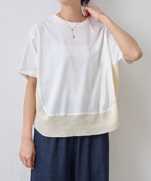 BEARDSLEY / ビアズリー ニットコンビカットソー ニットコンビカットソー（Tシャツ/カットソー）｜BEARDSLEY