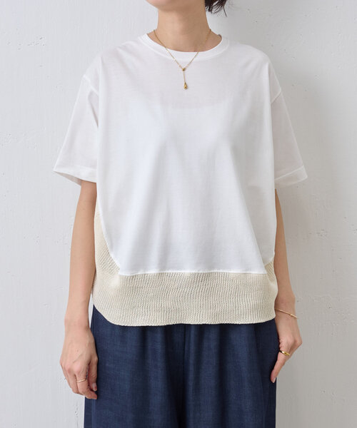 （新品・タグ付き）Beardsley シャツコンビカットソー セール】ニットコンビカットソー（Tシャツ/カットソー