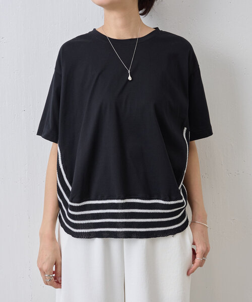 BEARDSLEY / ビアズリー ニットコンビカットソー ニットコンビカットソー（Tシャツ/カットソー）｜BEARDSLEY