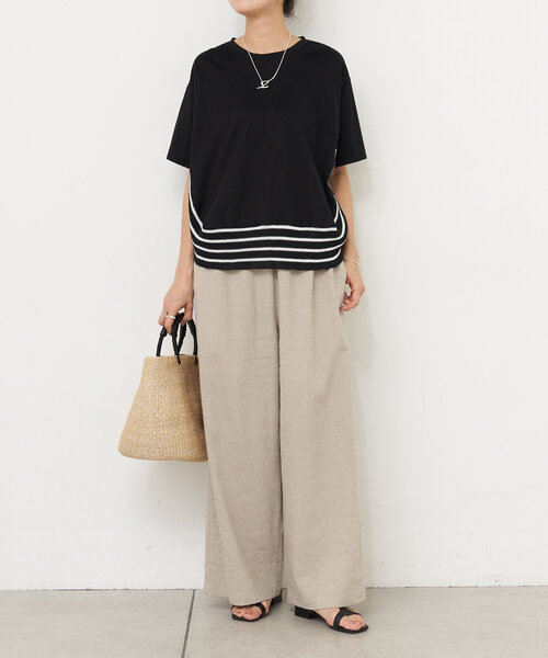 【ビアズリー】ニットコンビカットソー BEARDSLEY tシャツ ニットコンビカットソー レディース