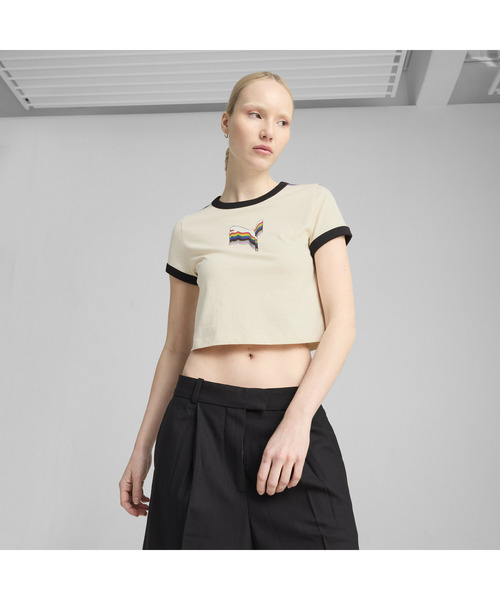 PUMA(プーマ)の「PUMA プーマ ウィメンズ イコール ラブ コンフェデレーション グラフィック(Tシャツ/カットソー・レディース・オフホワイト/レッド系その他2・SMALL/MEDIUM/X-SMALL/LARGE)」の3枚目の写真
