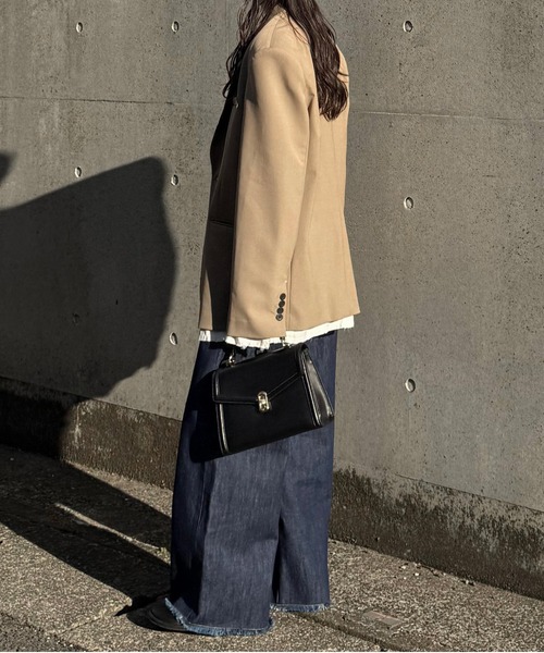 1chaku.（イッチャク）の「切替パターンワイドデニム（デニムパンツ・レディース・インディゴブルー/キナリ/ブラック・マルチサイズ）」の7枚目の写真