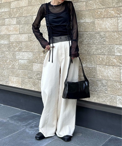 セール】切替パターンワイドデニム（デニムパンツ）｜1chaku