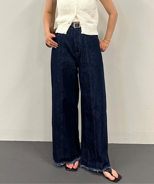 1chaku.（イッチャク）の「切替パターンワイドデニム（デニムパンツ・レディース・インディゴブルー/キナリ/ブラック・マルチサイズ）」の15枚目の写真