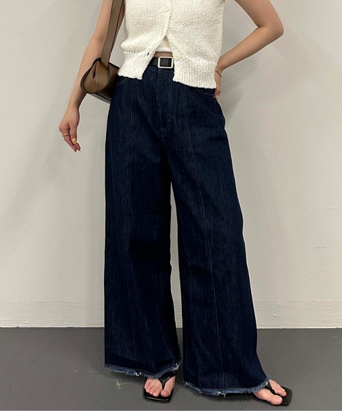 1chaku.（イッチャク）の「切替パターンワイドデニム（デニムパンツ・レディース・インディゴブルー/キナリ/ブラック・マルチサイズ）」の17枚目の写真