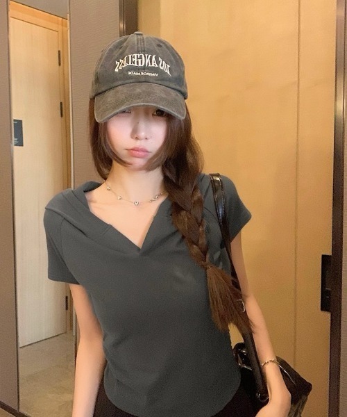 VIBGYOR(ヴィブジョー)の「【LAMPOON】スキッパーフードTシャツ(Tシャツ/カットソー・レディース・ブラック/グレー・MEDIUM/LARGE)」の11枚目の写真