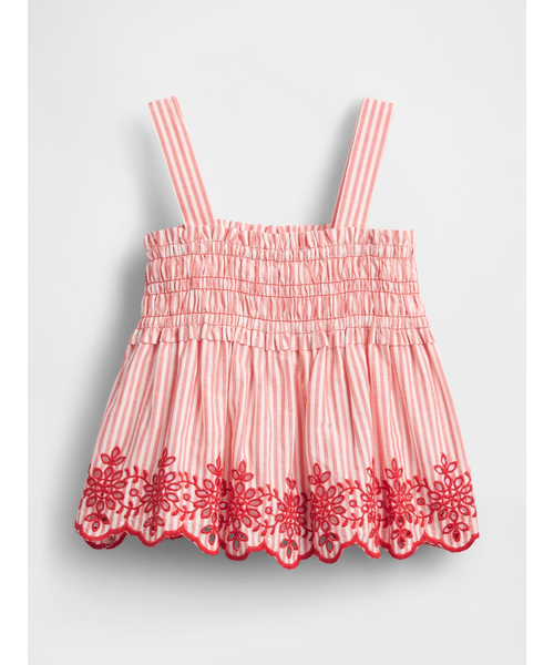 GAP（ギャップ）の「スモッキングギャザー アイレットトップス (幼児・ベビー)（シャツ/ブラウス・キッズ・レッド・70cm/80ｃｍ/90cm/95cm/100cm/105cm/110cm）」の2枚目の写真