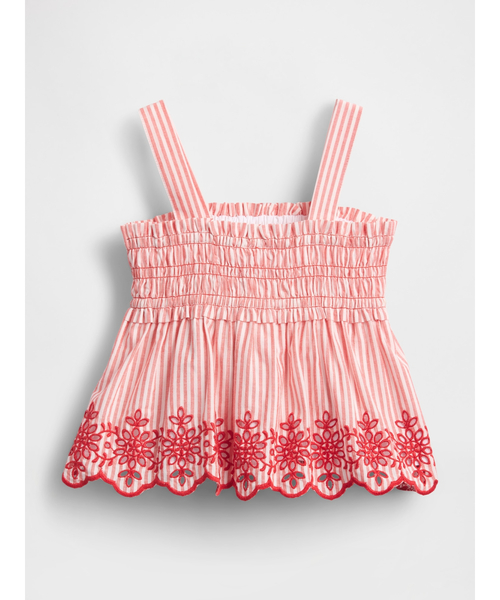 GAP（ギャップ）の「スモッキングギャザー アイレットトップス (幼児・ベビー)（シャツ/ブラウス・キッズ・レッド・70cm/80ｃｍ/90cm/95cm/100cm/105cm/110cm）」の3枚目の写真