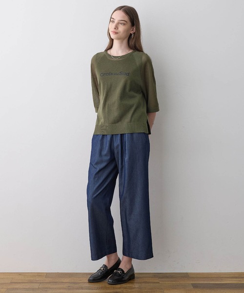 LE SOUK HOLIDAY(ルスークホリデー)の「デニムタックワイドパンツ【ウエストゴム】(デニムパンツ・レディース・ネイビー/ブルー・M/L)」の5枚目の写真