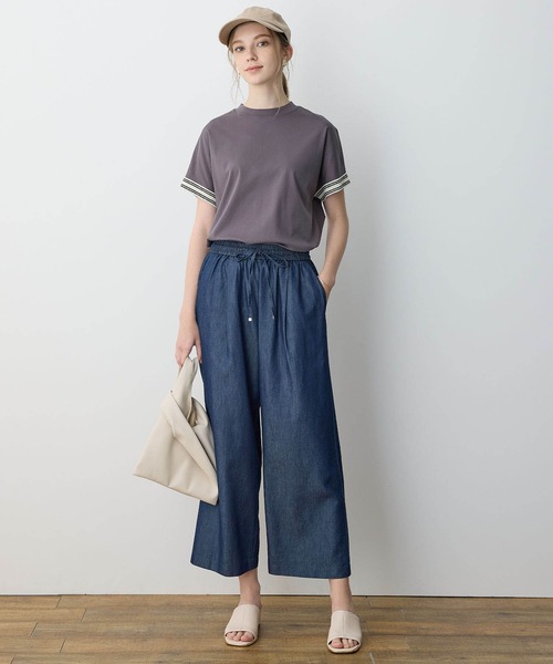 LE SOUK HOLIDAY(ルスークホリデー)の「デニムタックワイドパンツ【ウエストゴム】(デニムパンツ・レディース・ネイビー/ブルー・M/L)」の22枚目の写真