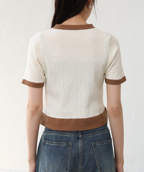 Bab(バブ)の「リンガーニットTシャツ(Tシャツ/カットソー・レディース・グリーン/アイボリー/ブラック・M)」の15枚目の写真