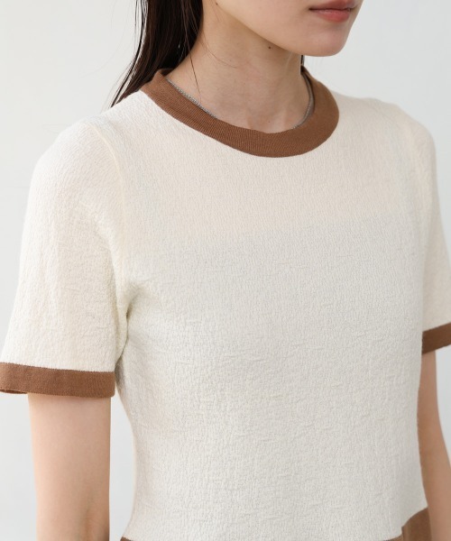 Bab(バブ)の「リンガーニットTシャツ(Tシャツ/カットソー・レディース・グリーン/アイボリー/ブラック・M)」の16枚目の写真