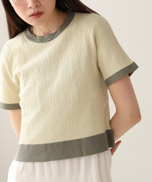 Bab(バブ)の「リンガーニットTシャツ(Tシャツ/カットソー・レディース・グリーン/アイボリー/ブラック・M)」の19枚目の写真