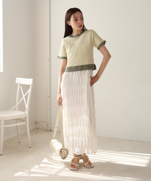 Bab(バブ)の「リンガーニットTシャツ(Tシャツ/カットソー・レディース・グリーン/アイボリー/ブラック・M)」の21枚目の写真