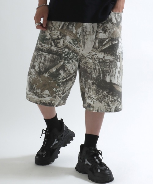 VISION STREET WEAR(ヴィジョンストリートウェア)の「VISION STREET WEAR デニム・ツリーカモフラ柄ダブルニーハーフパンツ/ジョーツ/ショートパンツ メンズ レディース ユニセックス(デニムパンツ・メンズ・インディゴブルー/カモフラージュ/ブラック・M/L/LL)」の3枚目の写真