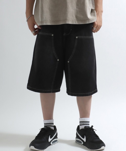 タイムセール！古着デニム☆解体×再構築☆ ハーフショートパンツ☆ミリタリ☆ 迷彩 Supreme シュプリーム ハーフパンツ ショートパンツ ミリタリー