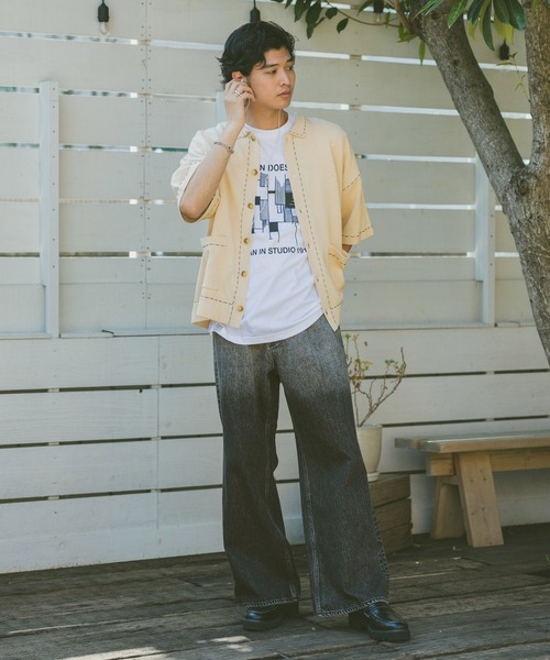 RAGEBLUE（レイジブルー）の「ハンドステッチ/ニットポロシャツカーディガン（カーディガン/ボレロ・メンズ・ブラック/オフホワイト/ベージュ/ブラウン・MEDIUM/LARGE/SMALL）」の6枚目の写真