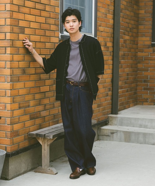 RAGEBLUE（レイジブルー）の「ハンドステッチ/ニットポロシャツカーディガン（カーディガン/ボレロ・メンズ・ブラック/オフホワイト/ベージュ/ブラウン・MEDIUM/LARGE/SMALL）」の10枚目の写真