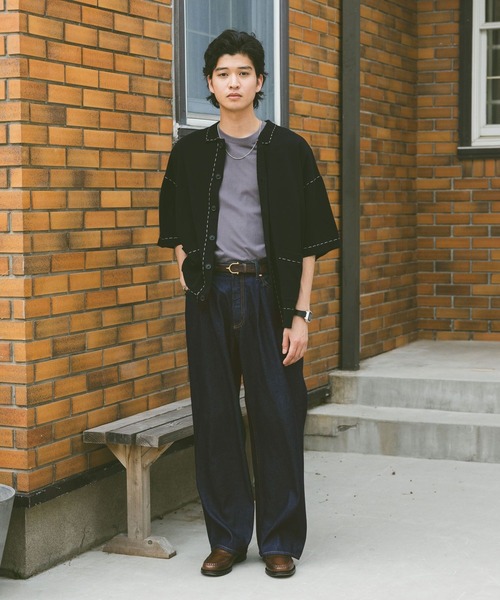 RAGEBLUE（レイジブルー）の「ハンドステッチ/ニットポロシャツカーディガン（カーディガン/ボレロ・メンズ・ブラック/オフホワイト/ベージュ/ブラウン・MEDIUM/LARGE/SMALL）」の11枚目の写真