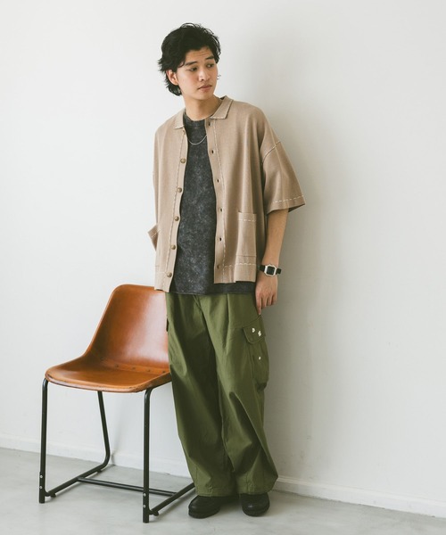 RAGEBLUE（レイジブルー）の「ハンドステッチ/ニットポロシャツカーディガン（カーディガン/ボレロ・メンズ・ブラック/オフホワイト/ベージュ/ブラウン・MEDIUM/LARGE/SMALL）」の15枚目の写真