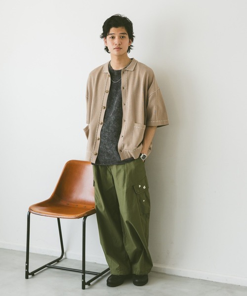 RAGEBLUE（レイジブルー）の「ハンドステッチ/ニットポロシャツカーディガン（カーディガン/ボレロ・メンズ・ブラック/オフホワイト/ベージュ/ブラウン・MEDIUM/LARGE/SMALL）」の16枚目の写真