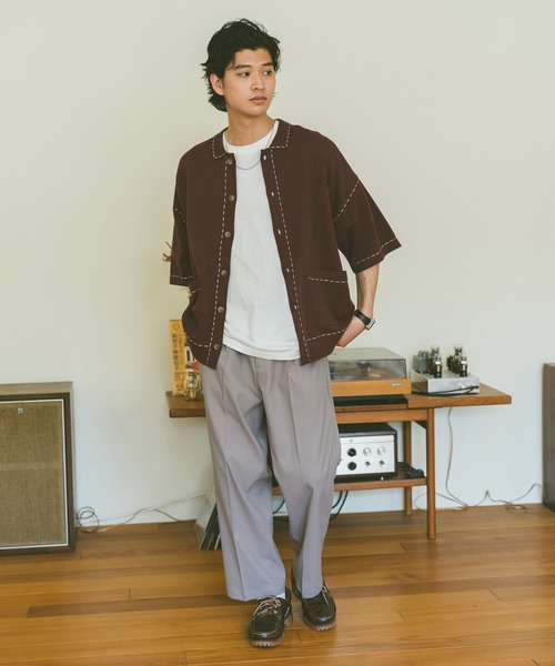 RAGEBLUE（レイジブルー）の「ハンドステッチ/ニットポロシャツカーディガン（カーディガン/ボレロ・メンズ・ブラック/オフホワイト/ベージュ/ブラウン・MEDIUM/LARGE/SMALL）」の20枚目の写真