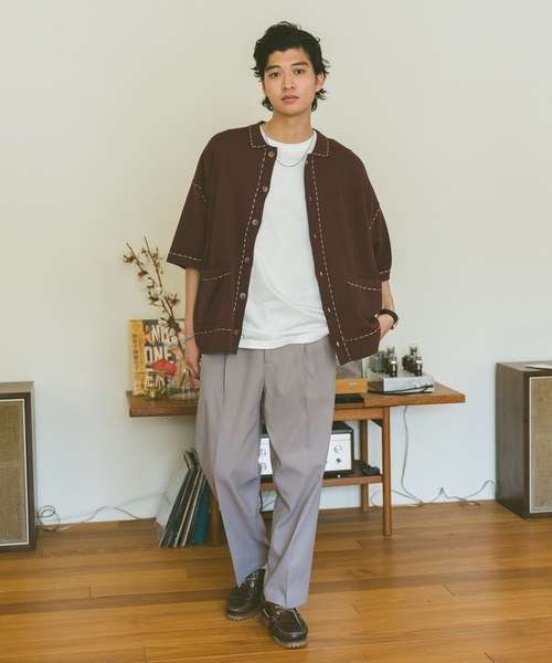 RAGEBLUE（レイジブルー）の「ハンドステッチ/ニットポロシャツカーディガン（カーディガン/ボレロ・メンズ・ブラック/オフホワイト/ベージュ/ブラウン・MEDIUM/LARGE/SMALL）」の21枚目の写真