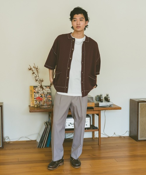 RAGEBLUE（レイジブルー）の「ハンドステッチ/ニットポロシャツカーディガン（カーディガン/ボレロ・メンズ・ブラック/オフホワイト/ベージュ/ブラウン・MEDIUM/LARGE/SMALL）」の22枚目の写真