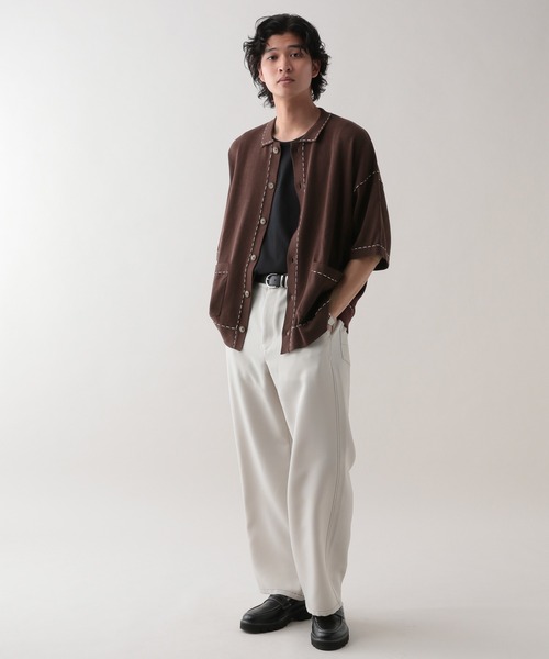 セール】ハンドステッチ/ニットポロシャツカーディガン（カーディガン