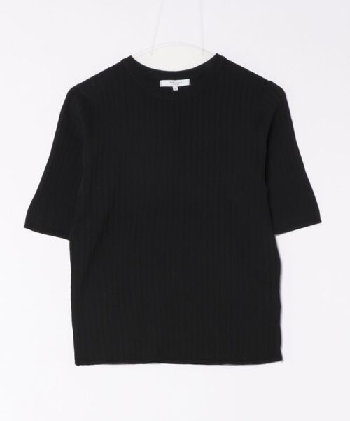 m.f.editorial（エムエフエディトリアル）の「【接触冷感 UVカット アンチピリング】m.f.エディトリアル レディース リブ クルーネック 半袖ウォッシャブルニット（ニット/セーター・レディース・レッド/ブラック/ホワイト・MEDIUM/LARGE）」の5枚目の写真