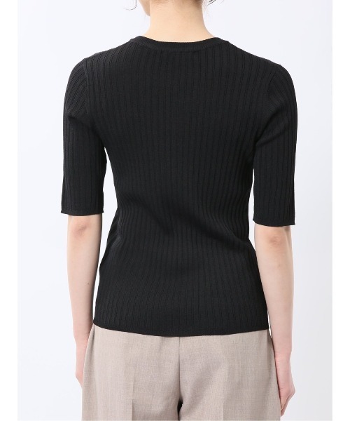 m.f.editorial（エムエフエディトリアル）の「【接触冷感 UVカット アンチピリング】m.f.エディトリアル レディース リブ クルーネック 半袖ウォッシャブルニット（ニット/セーター・レディース・レッド/ブラック/ホワイト・MEDIUM/LARGE）」の8枚目の写真