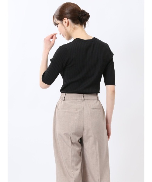 m.f.editorial（エムエフエディトリアル）の「【接触冷感 UVカット アンチピリング】m.f.エディトリアル レディース リブ クルーネック 半袖ウォッシャブルニット（ニット/セーター・レディース・レッド/ブラック/ホワイト・MEDIUM/LARGE）」の11枚目の写真