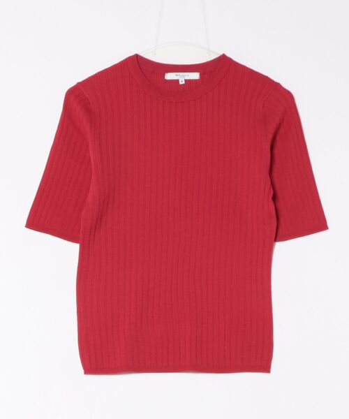 m.f.editorial（エムエフエディトリアル）の「【接触冷感 UVカット アンチピリング】m.f.エディトリアル レディース リブ クルーネック 半袖ウォッシャブルニット（ニット/セーター・レディース・レッド/ブラック/ホワイト・MEDIUM/LARGE）」の14枚目の写真