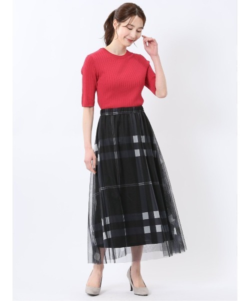 m.f.editorial（エムエフエディトリアル）の「【接触冷感 UVカット アンチピリング】m.f.エディトリアル レディース リブ クルーネック 半袖ウォッシャブルニット（ニット/セーター・レディース・レッド/ブラック/ホワイト・MEDIUM/LARGE）」の15枚目の写真