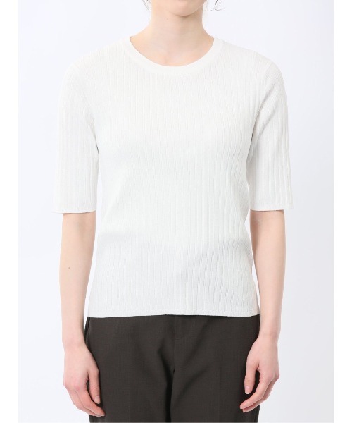 m.f.editorial（エムエフエディトリアル）の「【接触冷感 UVカット アンチピリング】m.f.エディトリアル レディース リブ クルーネック 半袖ウォッシャブルニット（ニット/セーター・レディース・レッド/ブラック/ホワイト・MEDIUM/LARGE）」の17枚目の写真