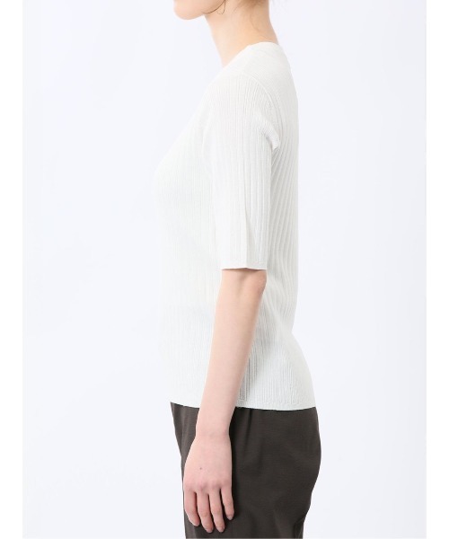 m.f.editorial（エムエフエディトリアル）の「【接触冷感 UVカット アンチピリング】m.f.エディトリアル レディース リブ クルーネック 半袖ウォッシャブルニット（ニット/セーター・レディース・レッド/ブラック/ホワイト・MEDIUM/LARGE）」の18枚目の写真