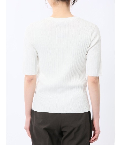 m.f.editorial（エムエフエディトリアル）の「【接触冷感 UVカット アンチピリング】m.f.エディトリアル レディース リブ クルーネック 半袖ウォッシャブルニット（ニット/セーター・レディース・レッド/ブラック/ホワイト・MEDIUM/LARGE）」の19枚目の写真