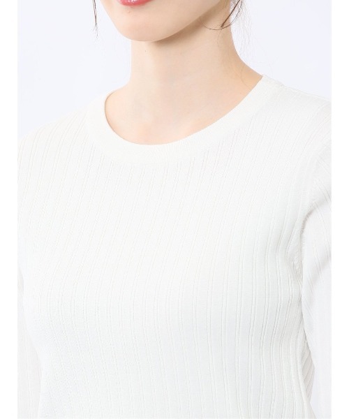 m.f.editorial（エムエフエディトリアル）の「【接触冷感 UVカット アンチピリング】m.f.エディトリアル レディース リブ クルーネック 半袖ウォッシャブルニット（ニット/セーター・レディース・レッド/ブラック/ホワイト・MEDIUM/LARGE）」の20枚目の写真