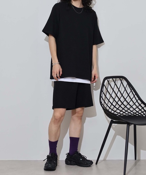 MMMM(エムエムエムエム)の「MMMM ワッフル セットアップ Tシャツ ショートパンツ(セットアップ・メンズ・ホワイト/ブラック/ホワイト系/ブラック系・L/XL/M)」の12枚目の写真