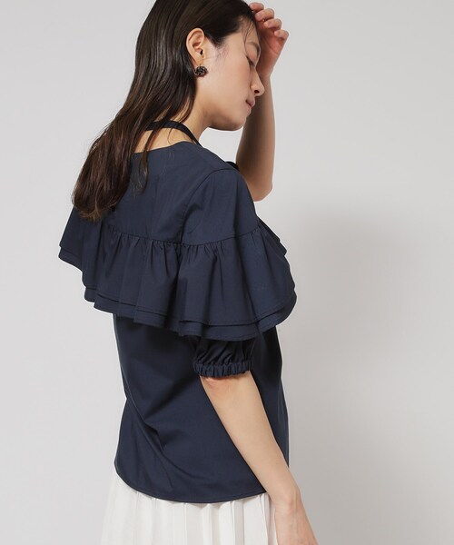 Sunauna（スーナウーナ）の「【今年はこれで決まり！／アシメフリル】ブラウス（シャツ/ブラウス・レディース・グリーン系/ネイビー・40/38）」の5枚目の写真