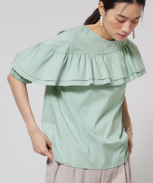 Sunauna（スーナウーナ）の「【今年はこれで決まり！／アシメフリル】ブラウス（シャツ/ブラウス・レディース・グリーン系/ネイビー・40/38）」の9枚目の写真