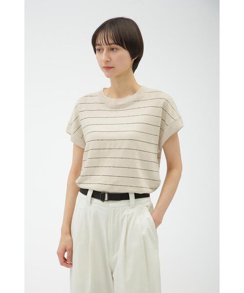 MARGARET HOWELL(マーガレットハウエル)の「LINEN JERSEY(Tシャツ/カットソー・レディース・ベージュ系その他2/ブルー/ブラック・2)」の1枚目の写真