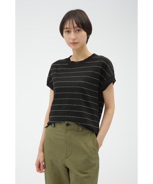 MARGARET HOWELL(マーガレットハウエル)の「LINEN JERSEY(Tシャツ/カットソー・レディース・ベージュ系その他2/ブルー/ブラック・2)」の2枚目の写真