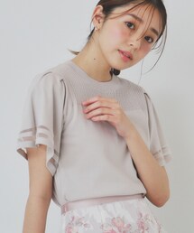 フレアスリーブニット/オーガニックコットン混【UV/洗濯機洗い可】