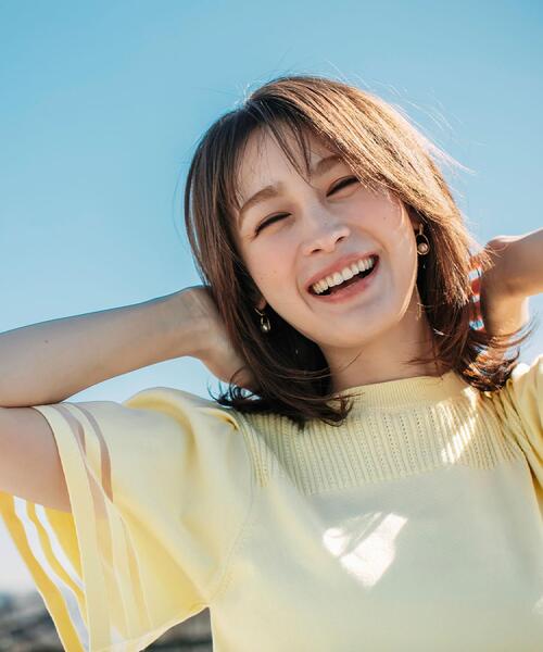 index（インデックス）の「フレアスリーブニット/オーガニックコットン混【UV/洗濯機洗い可】（ニット/セーター・レディース・ライトイエロー系/ナチュラル/ライトブルー/ブラック・40/38/42/36）」の6枚目の写真